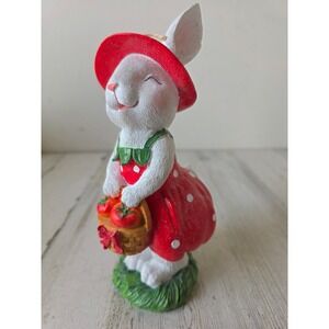 Easter Bunny glitter statue figurine cotton Co rabbit spring statue red polka